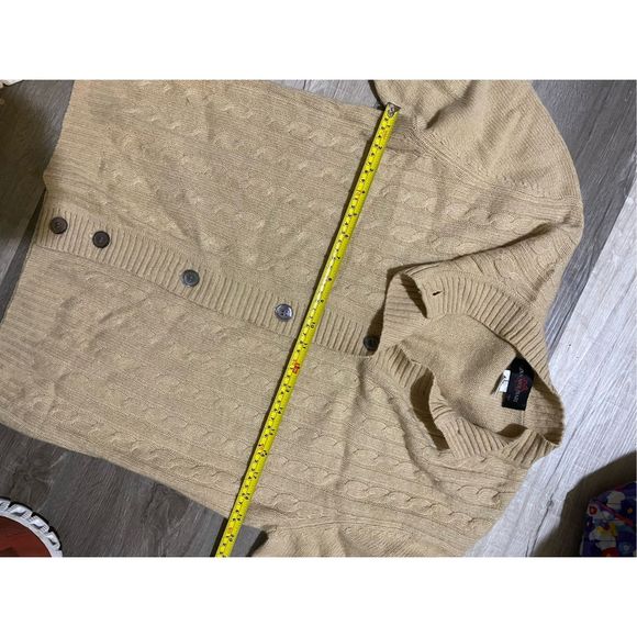Mina Molinari Italy Wool Cashmere Beige Tan Knit Cardigan Size Large, MSRP $250+ - Picture 11 of 11